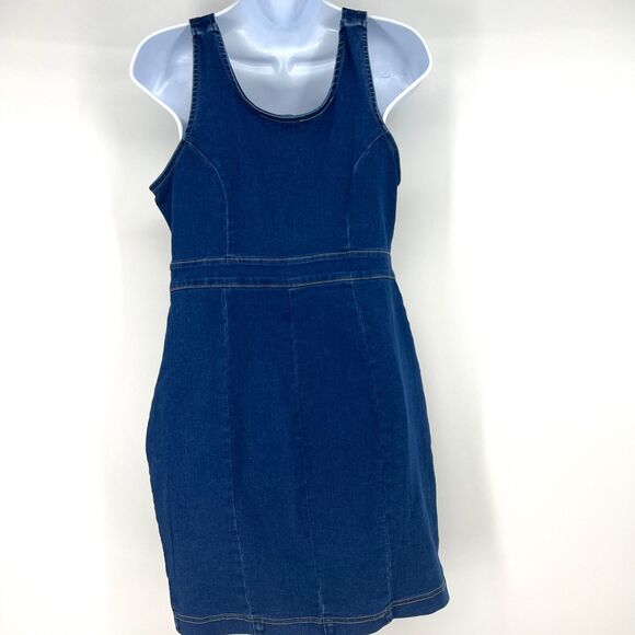 Haute Monde Womens Sheath Dress Blue Mini Stretch Scoop Neck Zipper Sleeveless L - Picture 2 of 10